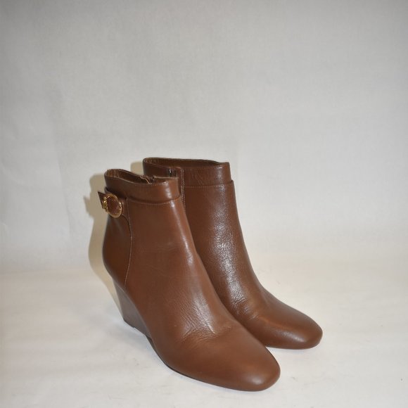 Tory Burch Sophia Wedge Heel Bootie Brown Size 11 - Picture 2 of 10